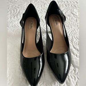 Clark’s black patent dress shoes